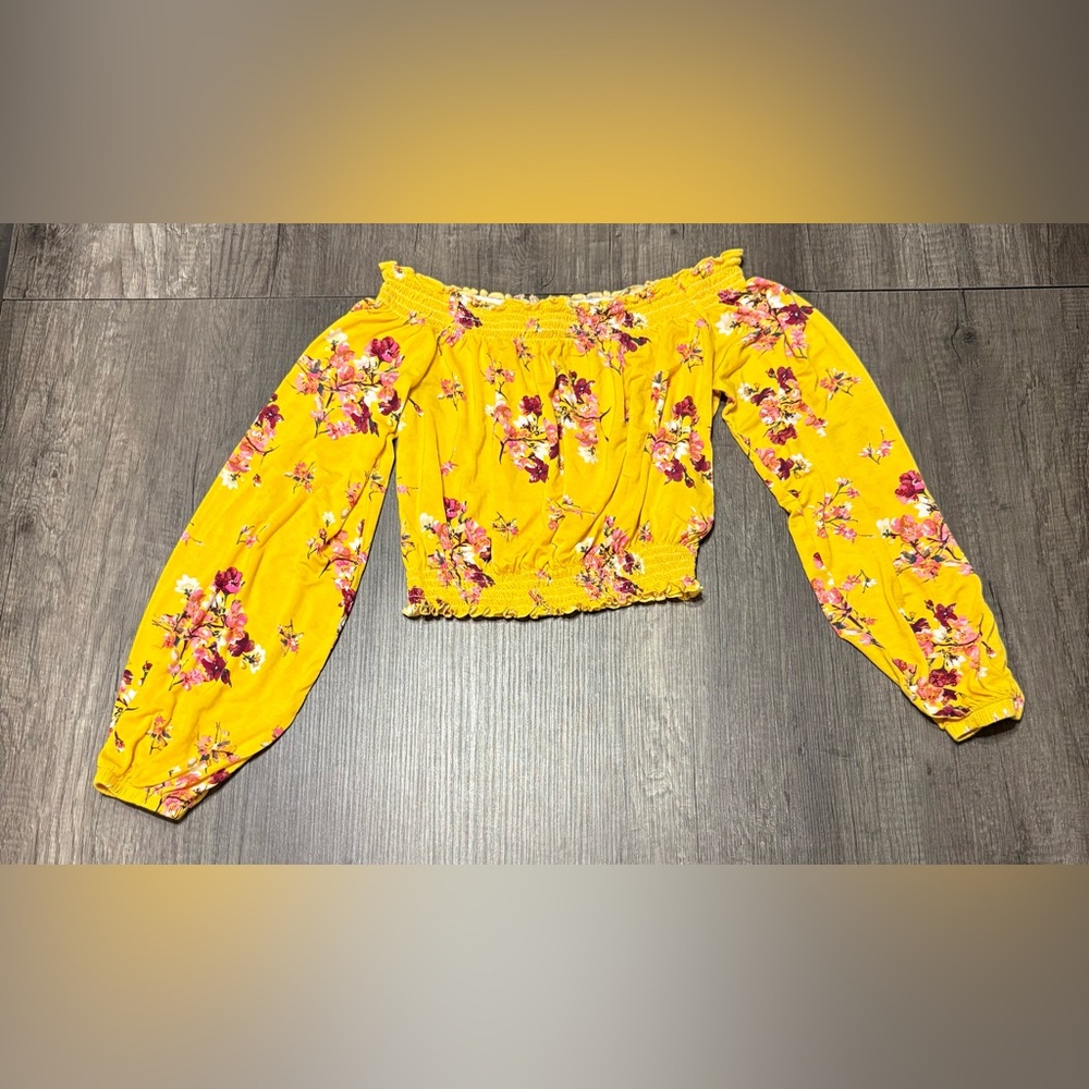 Divided Yellow Floral Off-Shoulder Blouse